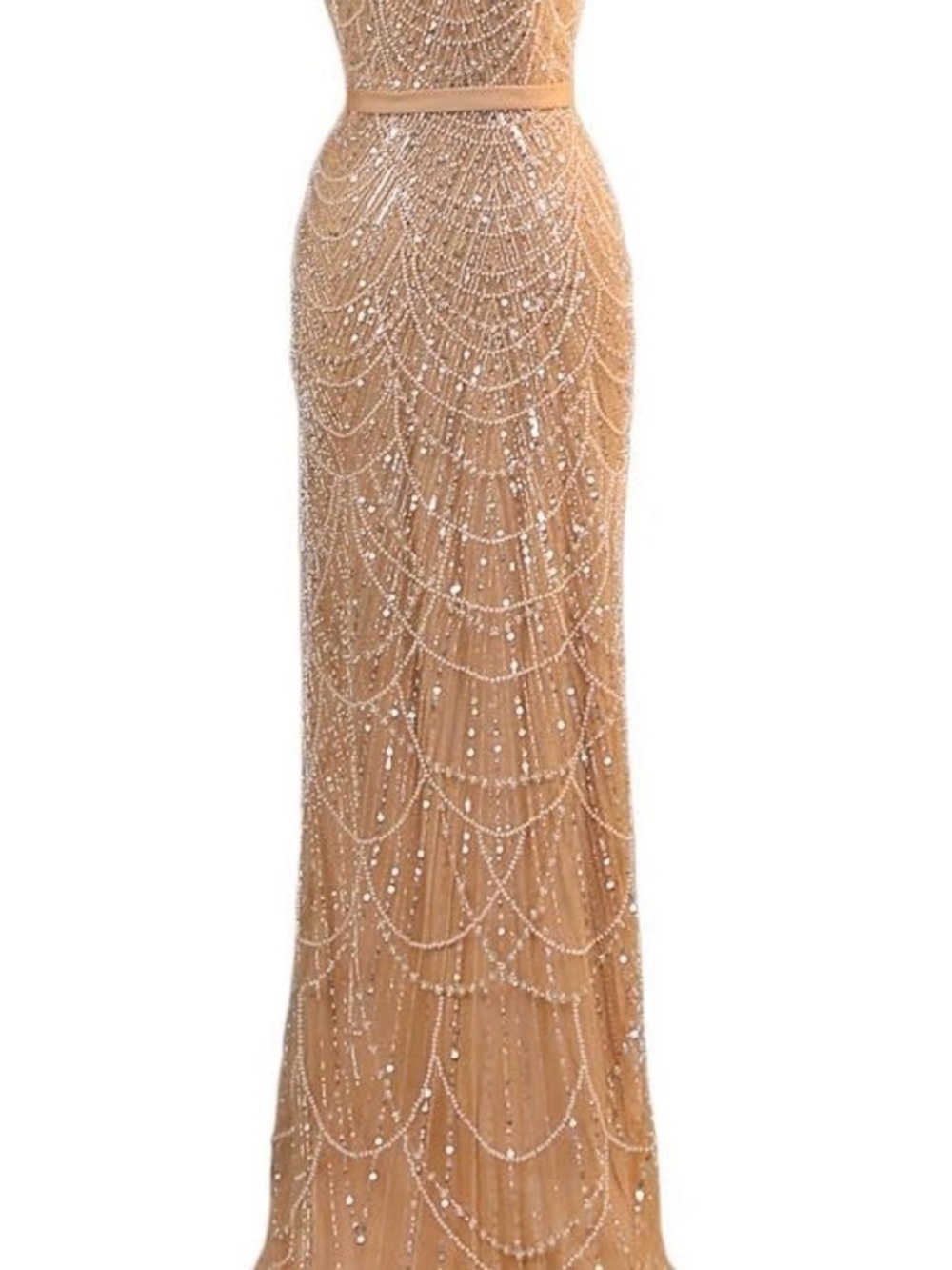 Beaded Cape Gown in Champagne - Picture 10 of 10